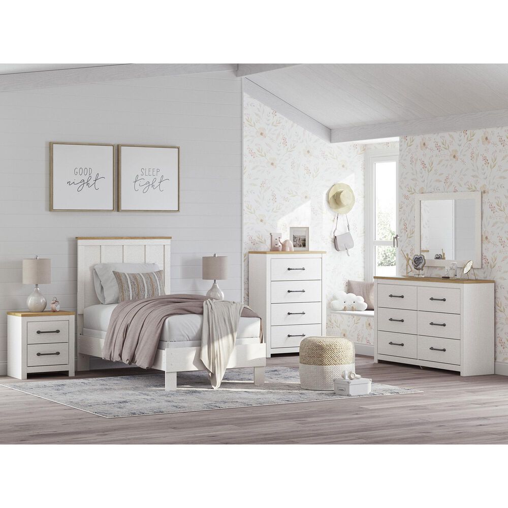Ashley Linnocreek 3-Piece Twin Bedroom Set in White and Warm Brown, , large