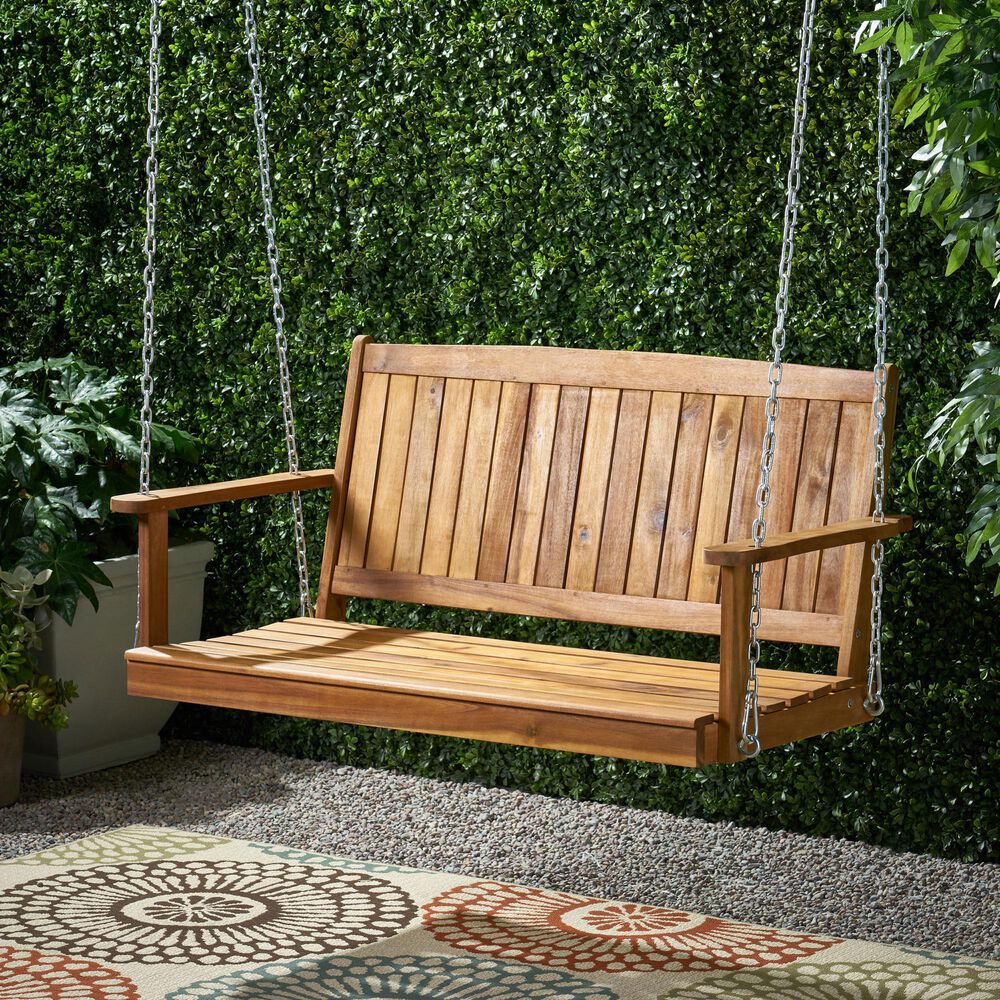 Noble House Tambora Patio Porch Swing in Teak Brown, , large