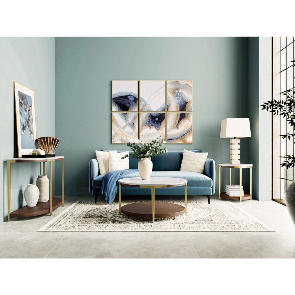 Riverside Furniture Emery Round Cocktail Table in Smoked Cherry and Bronze, , large