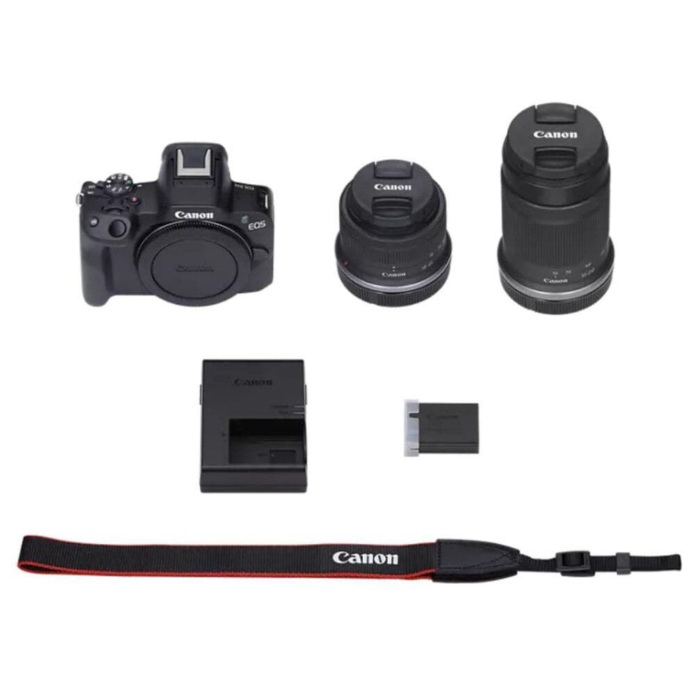 Canon EOS R50 RF-S18-45mm F4.5-6.3 IS STM &amp; RF-S55-210mm F5-7.1 IS STM Lens Kit &#40;Black&#41; Mirrorless Camera, , large