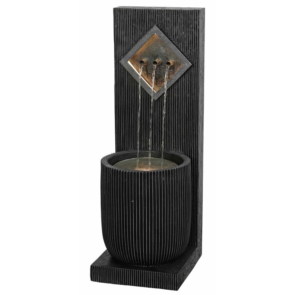 Alfresco Home Diamond Resin Fountain with Lights in Black, , large