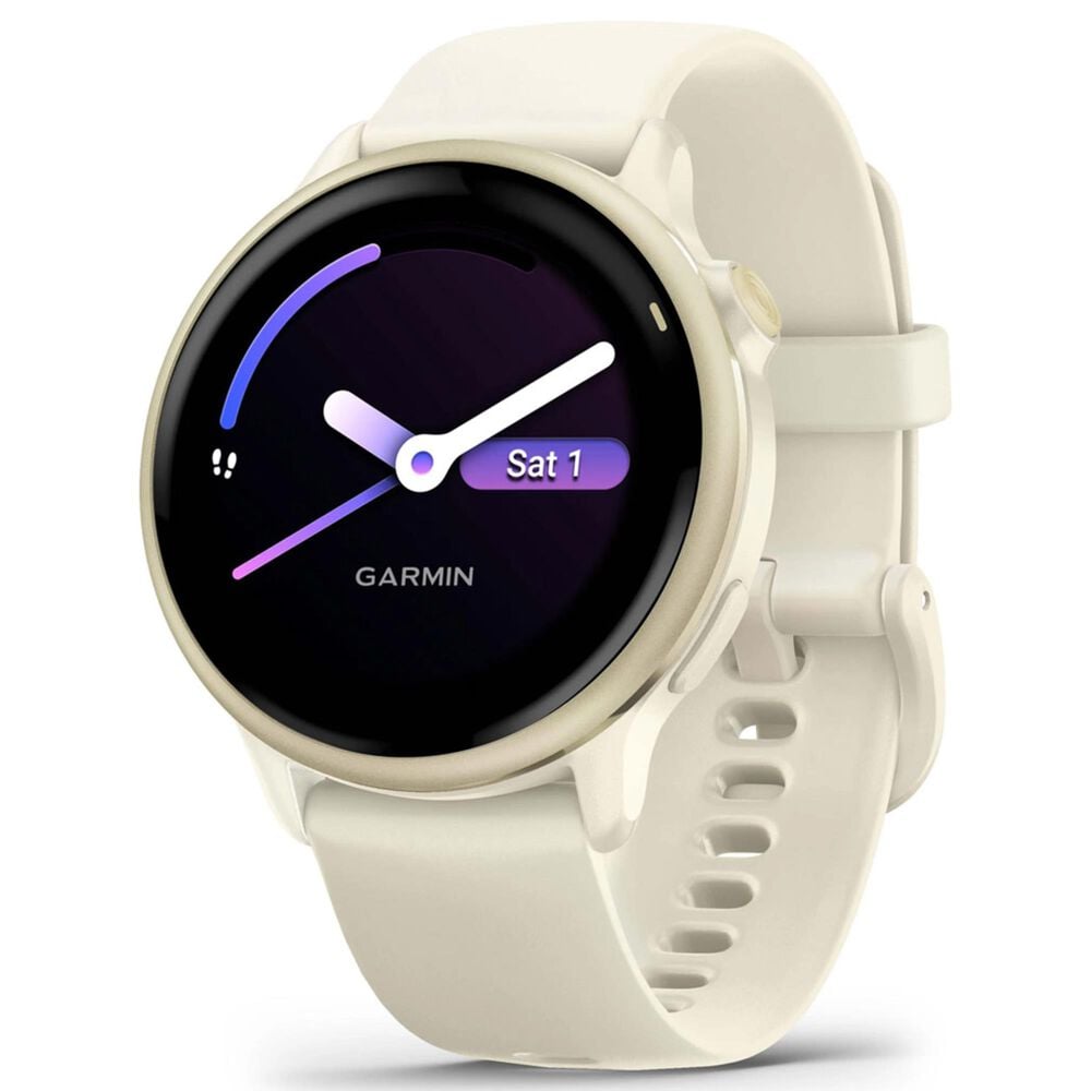 Garmin Vivoactive 6 Smartwatch 42mm Lunar Gold Aluminum Case with Bone Band, , large