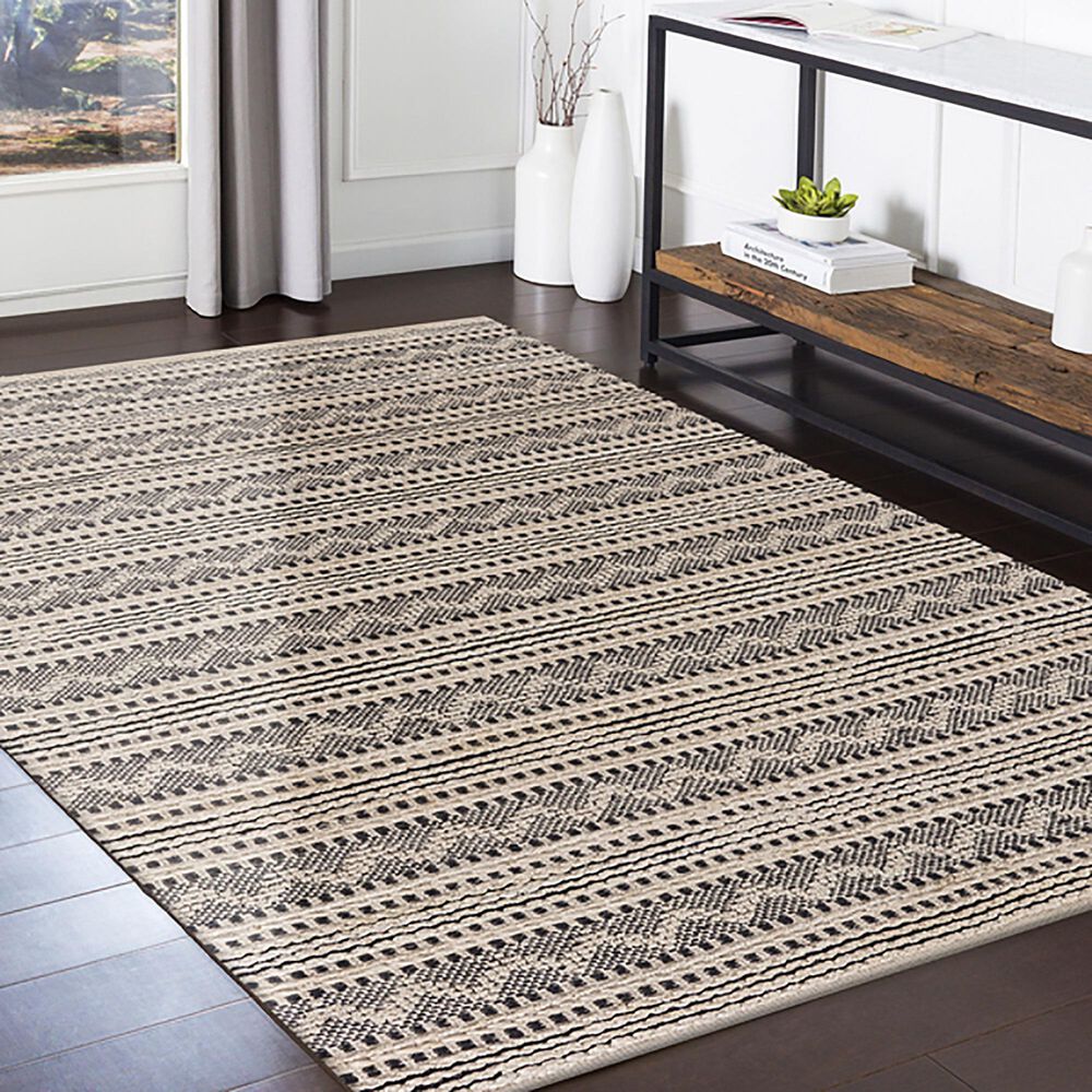 L&amp;R Resources Bleached Naturals 7&#39;9&quot; x 9&#39;9&quot; Jet Black Area Rug, , large