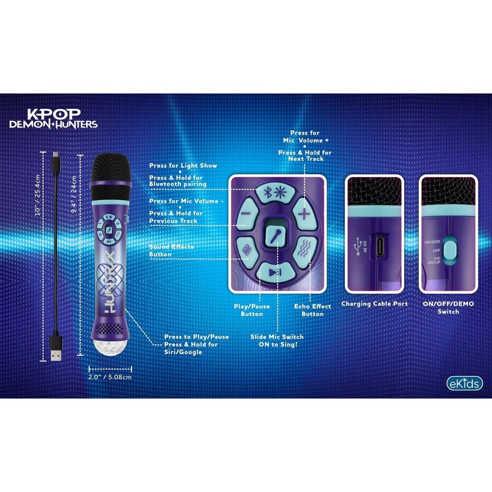 KIDdesigns K-Pop Demon Hunters Bluetooth Karaoke Microphone for Kids, , large