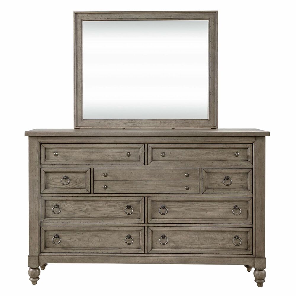 Belle Furnishings Americana Farmhouse 9 Drawer Dresser and Mirror in Dusty Taupe and Black, , large