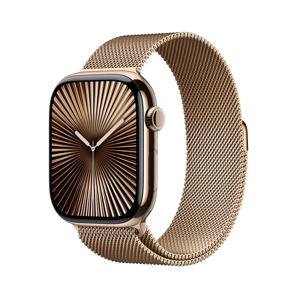 Apple Watch Series 10 GPS + Cellular 46mm Gold Titanium Case with Gold Milanese Loop - S/M, , large