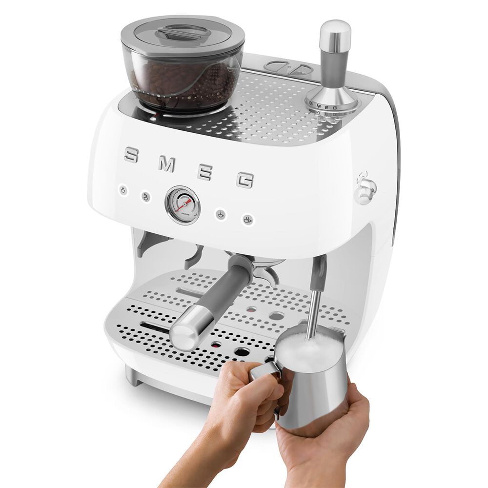 SMEG 81 Oz Espresso Coffee Machine with Grinder in White, , large