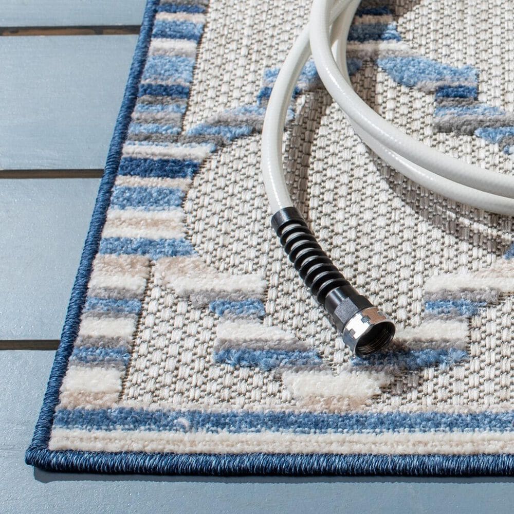 Safavieh Cabana CBN333G 6&#39;7&quot; Square Grey and Blue Indoor/Outdoor Area Performance Rug, , large