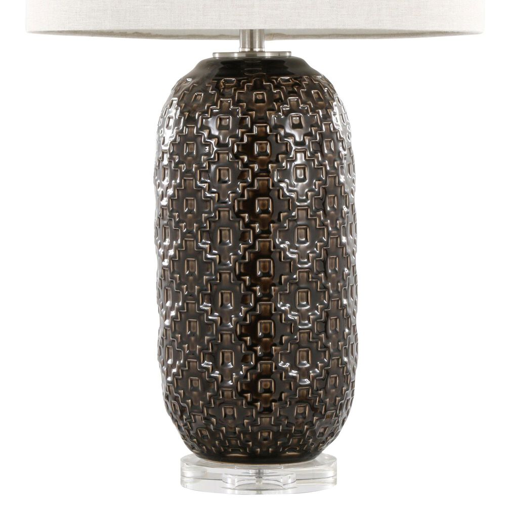 Grandview Gallery Onyx Ceramic Table Lamp in Dark Grey, Brushed Nickel and Clear, , large