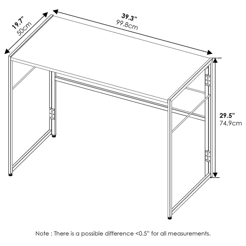 HOMLUX Riau 39" Folding Computer Desk in Rustic Oak and Black, , large