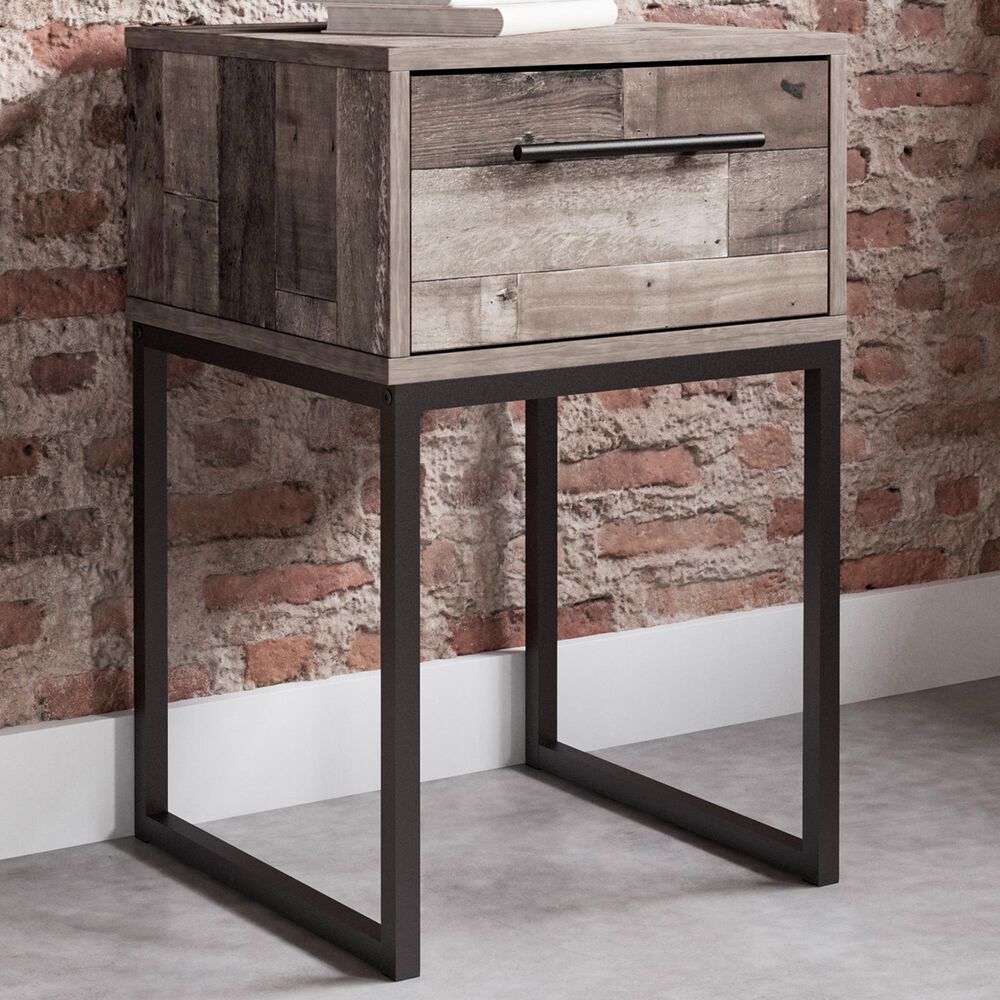 Ashley Neilsville 1-Drawer Nightstand in Multi Gray and Dark Brown, , large