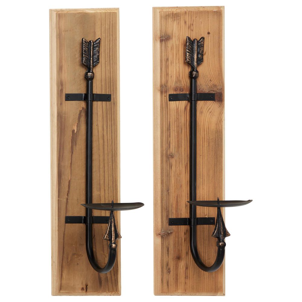 Maple and Jade Candle Holder Wall Sconce in Black, Natural Beige and Gold (Set of 2), , large