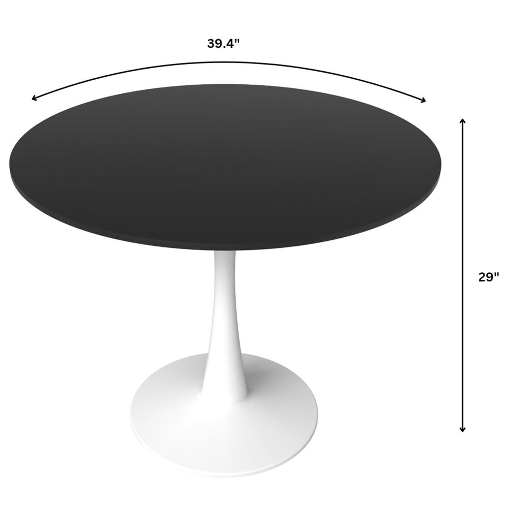 Leisuremod Leisuremod Bristol 40 round dining table White base with marbled MDF top, , large