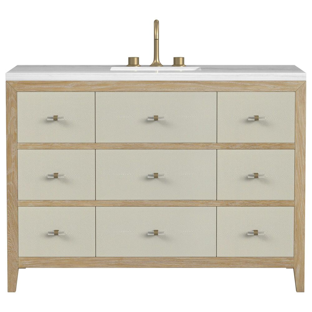 James Martin Vanities Celeste 48&quot; Single Vanity in Sun-washed Oak with Embossed Shagreen and with 3 cm Arctic Fall Solid Surface Top, , large