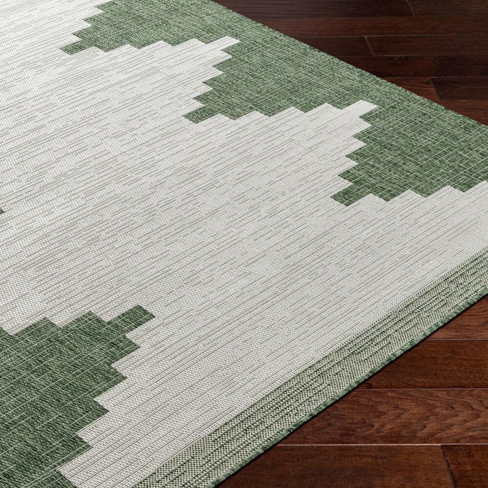 Surya Eagean EAG-2435 Grass Green, Ivory, Dark Green and Seafoam 5&#39;3&quot; x 7&#39;7&quot; Indoor/Outdoor Area Rug, , large