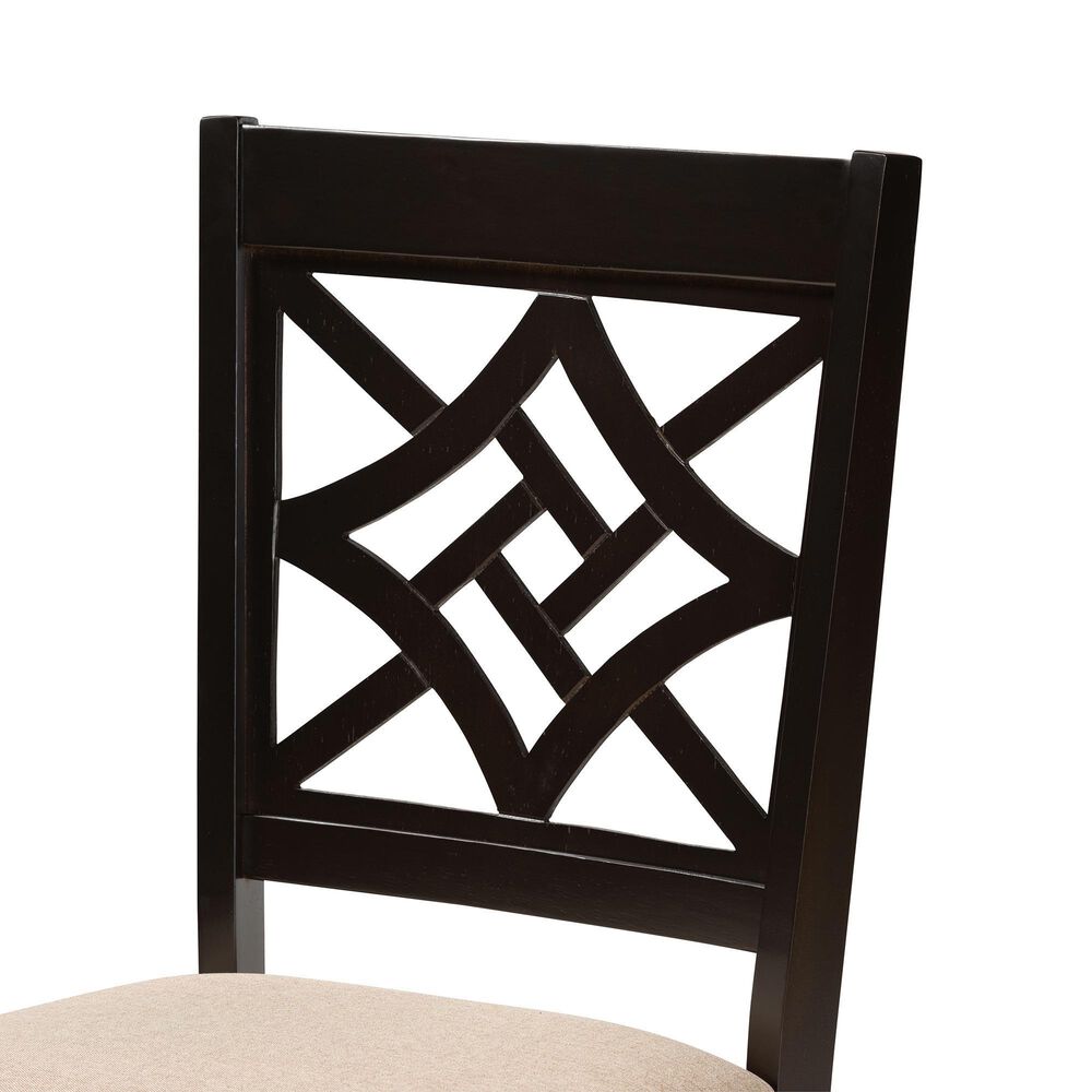 Baxton Studio Nicolette Side Chair with Sand Cushion in Dark Brown (Set of 2), , large