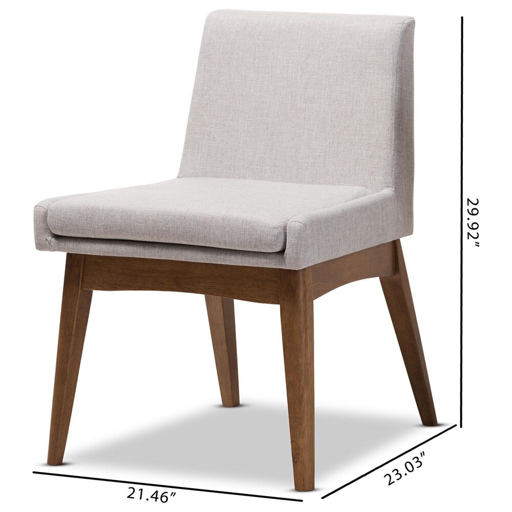 Baxton Studio Nexus Side Chair with Greyish Beige Cushion in Walnut Brown (Set of 2), , large