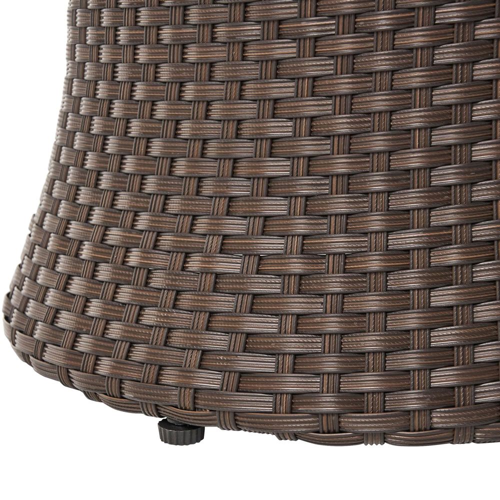 Hearth and Haven Kono 3-Piece Outdoor Chat Set with Dark Brown Glass-Top Hourglass Side Table in Ivory, , large