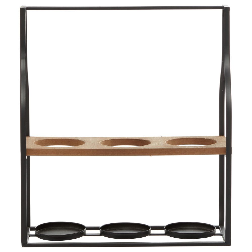 Maple and Jade 16&quot; Farmhouse Metal Wine Holder in Black, , large