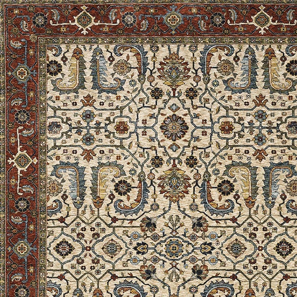 Oriental Weavers Aberdeen Floral Border 2&#39; x 3&#39; Ivory and Red Area Rug, , large