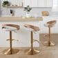 LumiSource Grotto Adjustable Swivel Barstool with Oat Fabric Upholstery in Gold and Whitewashed (Set of 2), , large