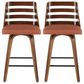 Lumisource Trevi Swivel Counter Stool with Orange Cushion in Walnut and Black (Set of 2), , large