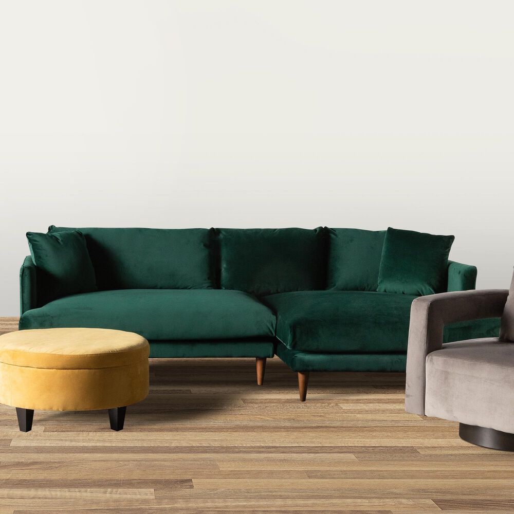 Joybird Lewis 2-Piece Right Facing Sectional in Royale Evergreen Velvet, , large