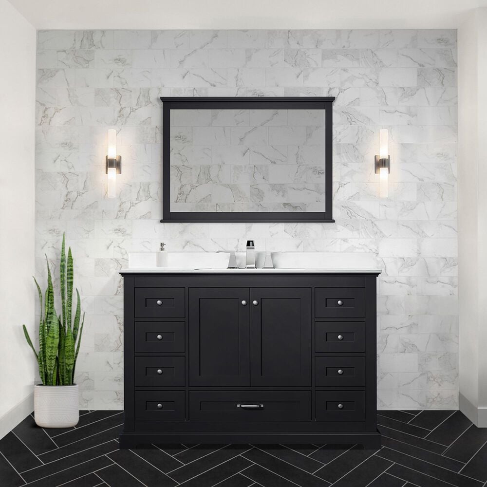 Lexora Home Dukes 48&quot; Single Bathroom Vanity in Espresso with 2 cm White Quartz Top and Rectangular Sink, , large