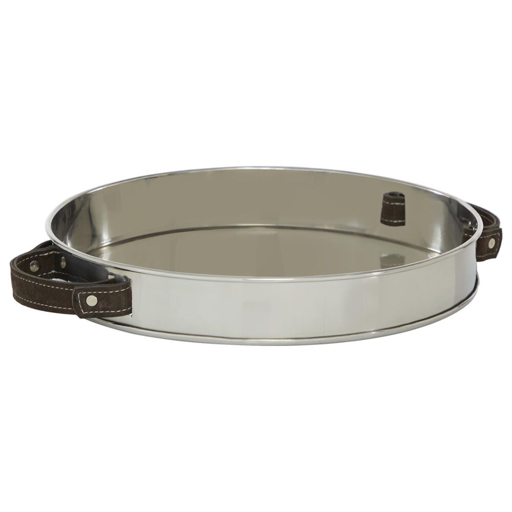 Maple and Jade Round Serving Tray in Silver, , large