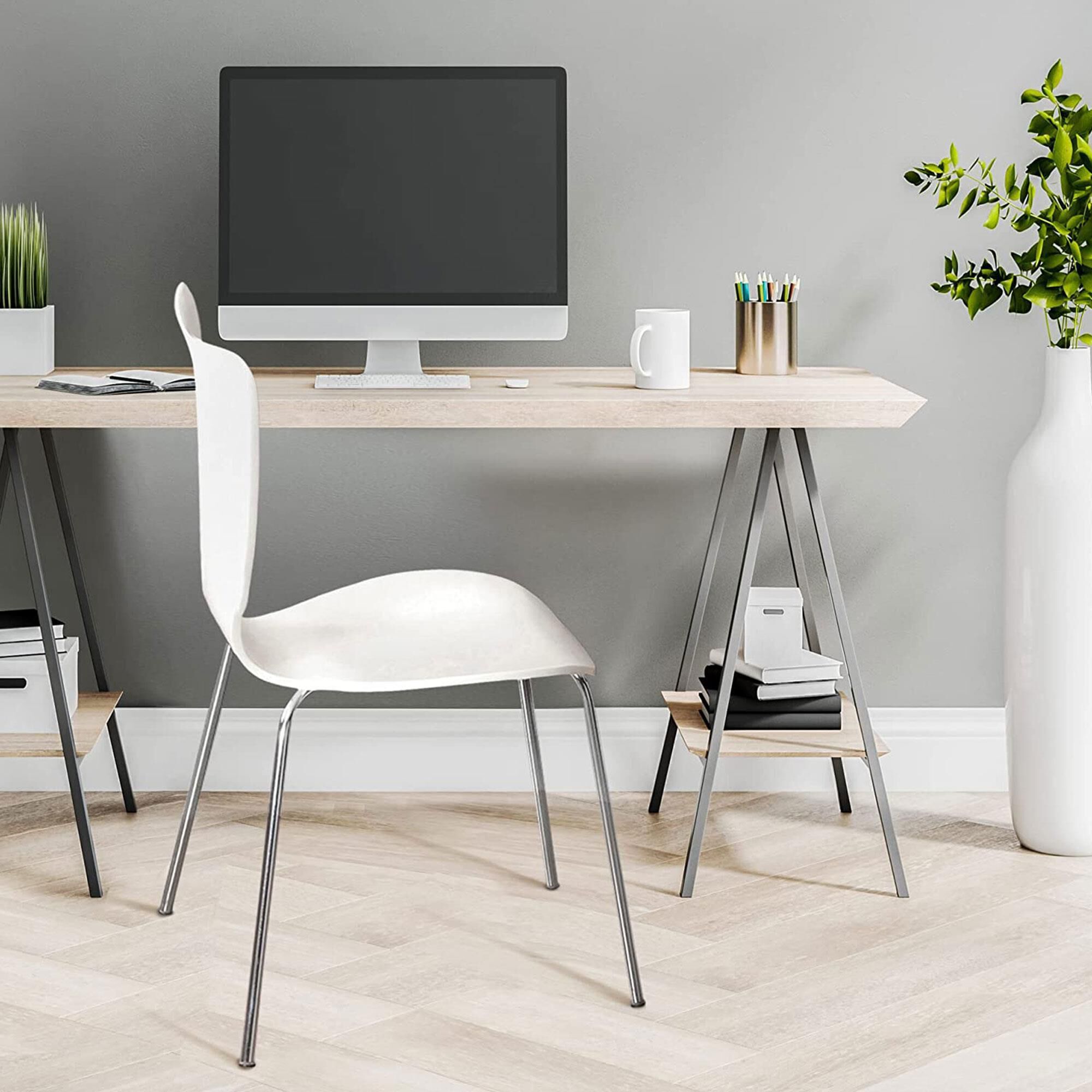 Legare Legare Desk Chair in White and Chrome NFM