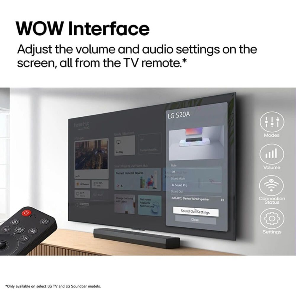 LG 2.0 Channel Soundbar for TV with Dolby Audio in Black, , large