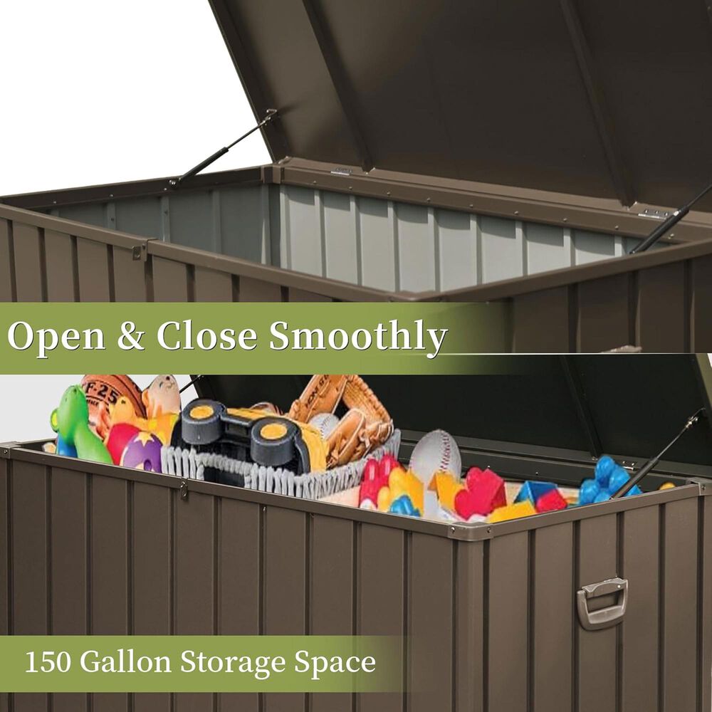 Hearth and Haven 150-Gallon Outdoor Storage Deck Box with Waterproof Material in Dark Brown, , large