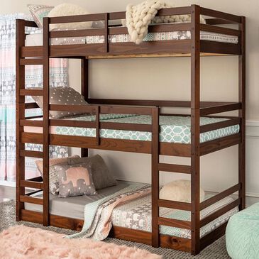 Walker Edison Triple Bunk Bed in Walnut, , large