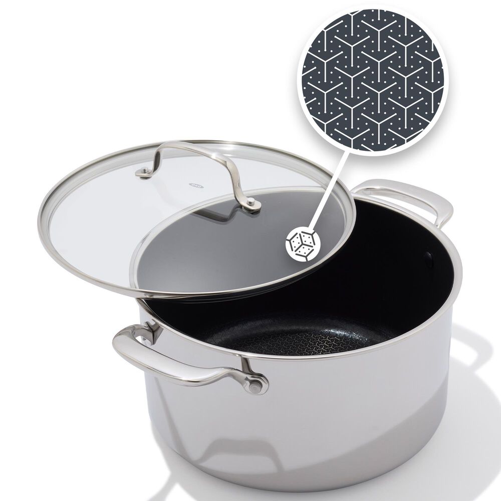 Green Pan Trident Hybrid Nonstick Stockpot with Lid in Stainless Steel, , large