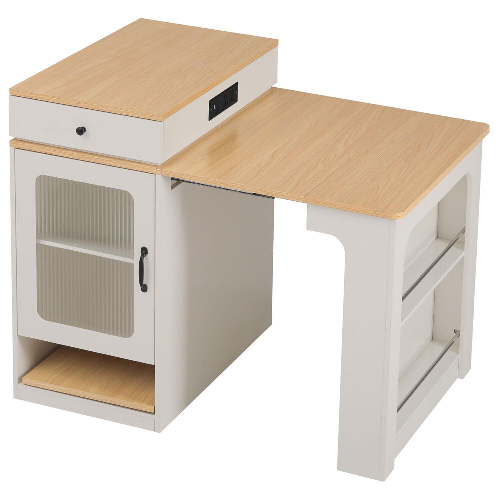 HOMLUX 60" Kitchen Island in White, , large