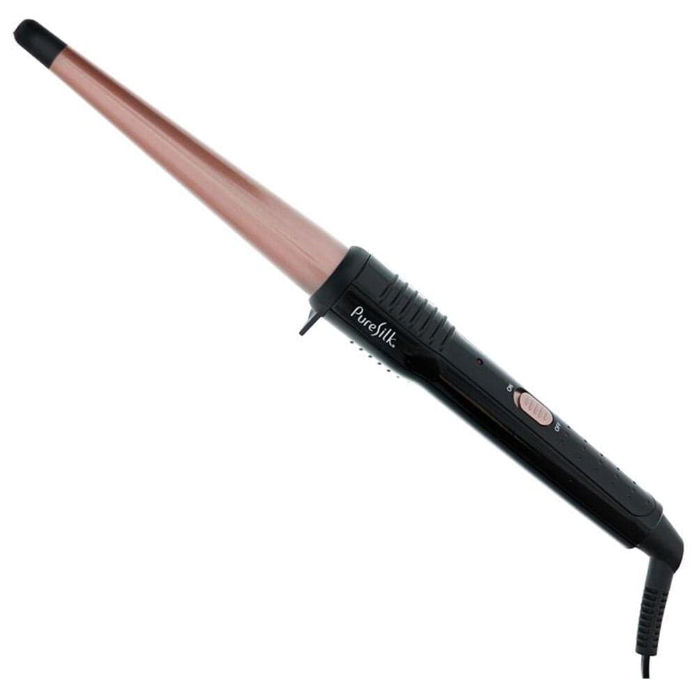 PureSilk Spa Therapy Hair Care Tapered Curling Wand in Pink and Black, , large