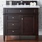 James Martin Vanities Brittany 36" Single Bathroom Vanity in Burnished Mahogany with 3 cm White Zeus Quartz Top and Rectangular Sink, , large