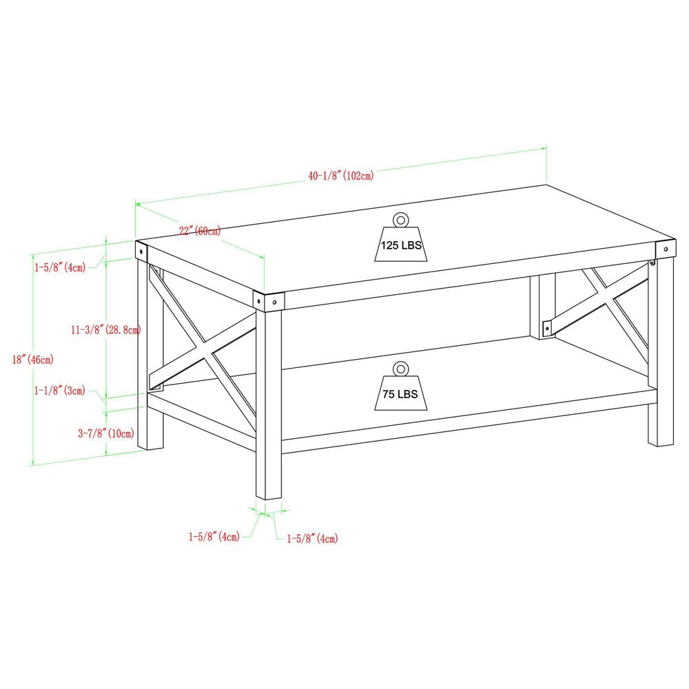 Walker Edison Barn Door Coffee Table in White Oak, , large