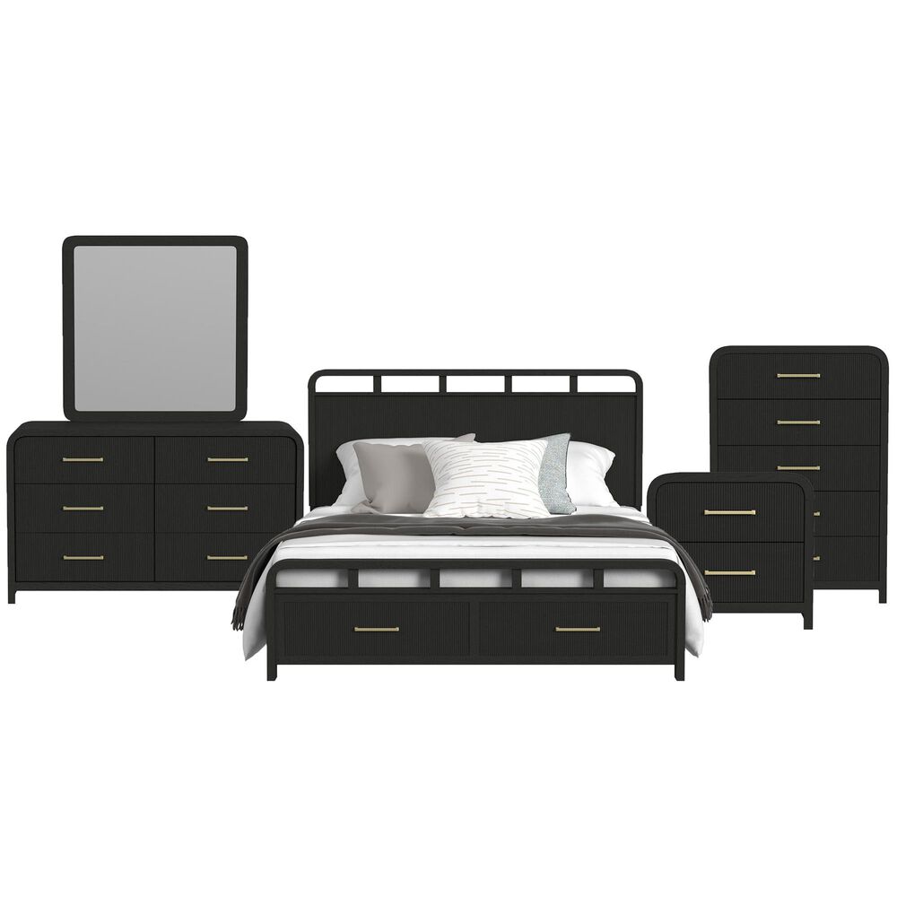 Mayberry Hill Ridgemont 5-Piece King Storage Bedroom Set in Black, , large