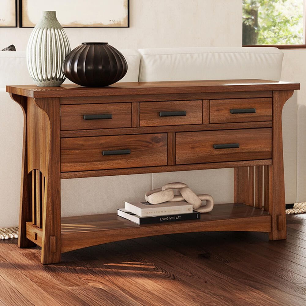 A-America Eldora Sofa Table in Saddle Brown, , large