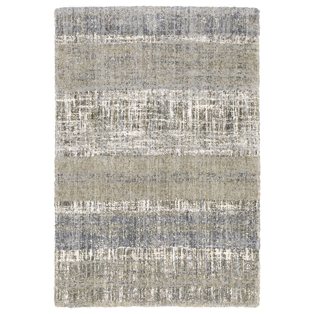 Oriental Weavers Aspen Distressed Shag 530J9 6"7" x 9"6" Gray and Ivory Area Rug, , large