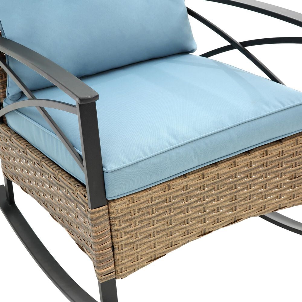 Hearth and Haven 3-Piece Outdoor Rocking Chair Set with Side Table in Blue, , large