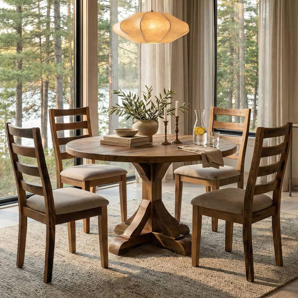Arista Wood Durango and Canyon 5-Piece Round Dining Set in Hickory, , large