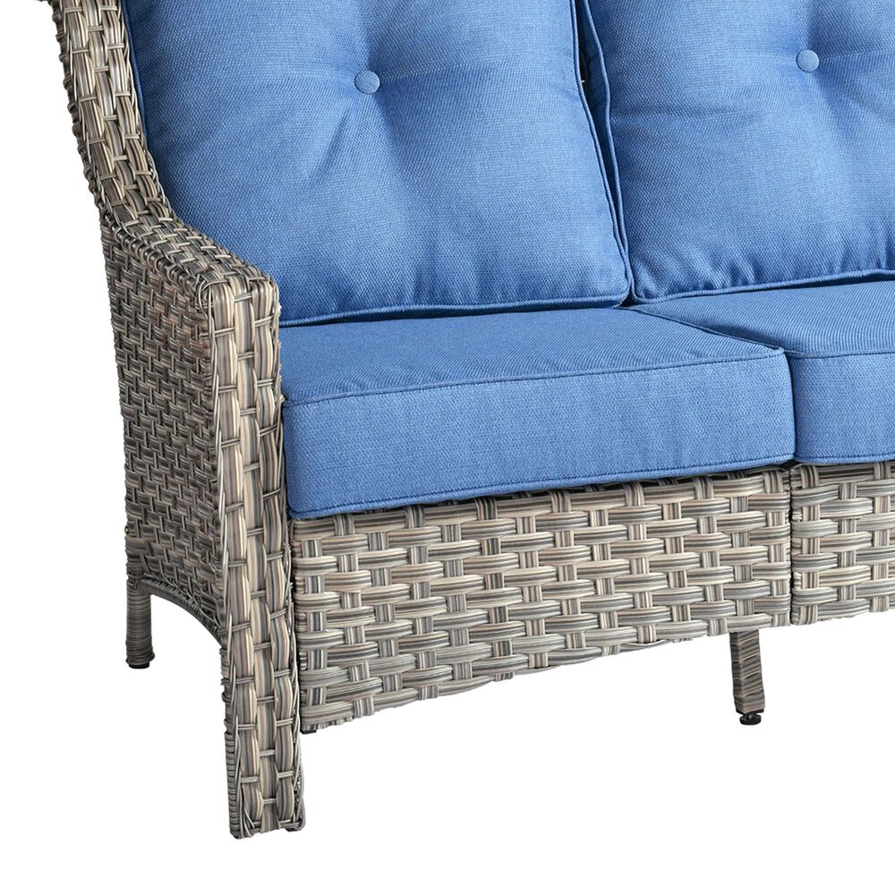 HOMLUX Outdoor Wicker Conversation Sofa in Diamond Blue, , large