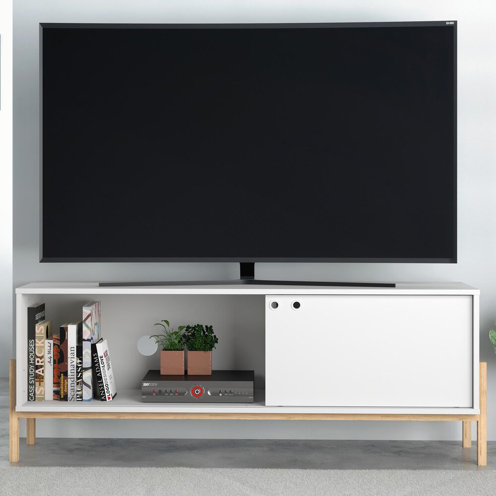 Dayton Bowery 55.12" TV Stand in White/Oak, , large