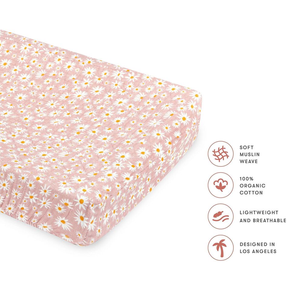 Babyletto Daisy Changing Pad Cover in Pink, , large