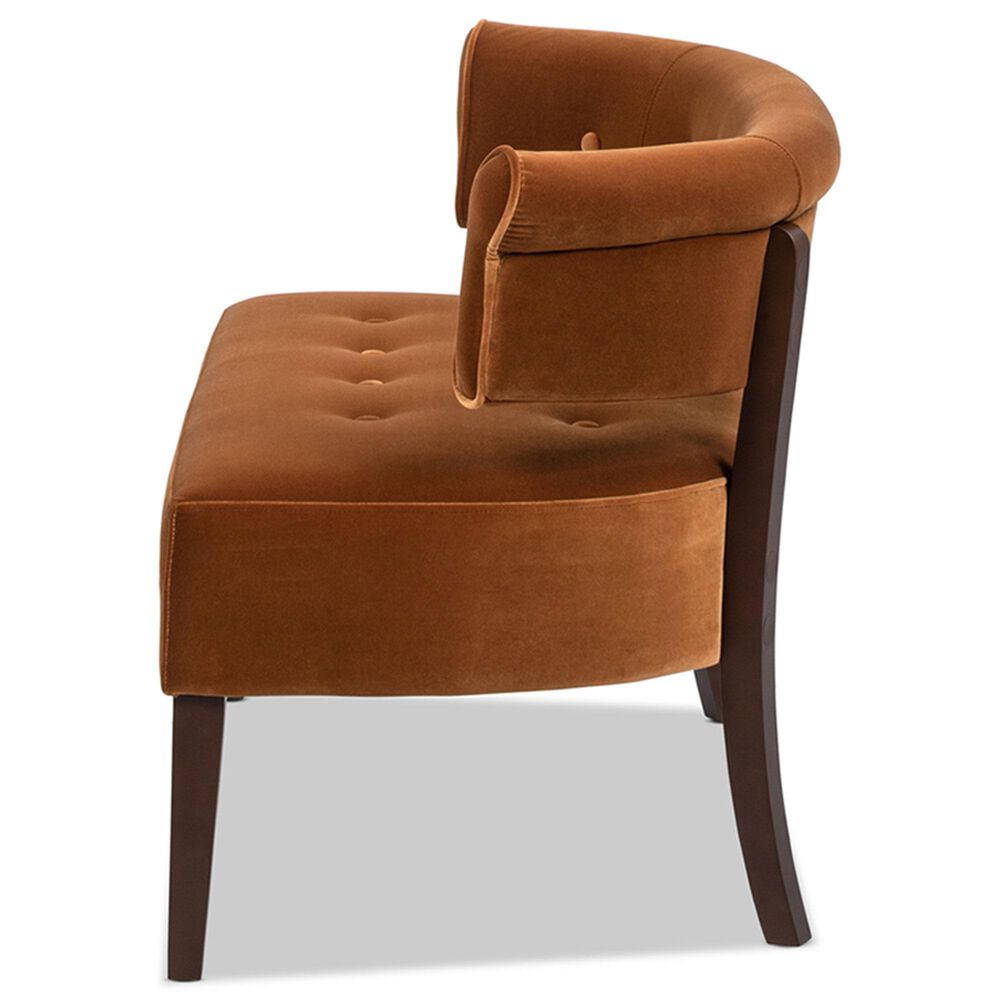 Jennifer Taylor Home Jared Bench Settee in Burnt Orange Velvet, , large