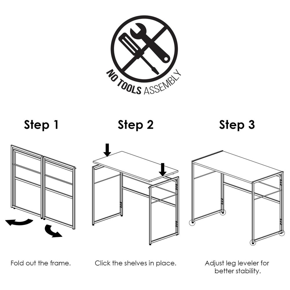 HOMLUX Riau 39" Folding Computer Desk in Rustic Oak and Black, , large