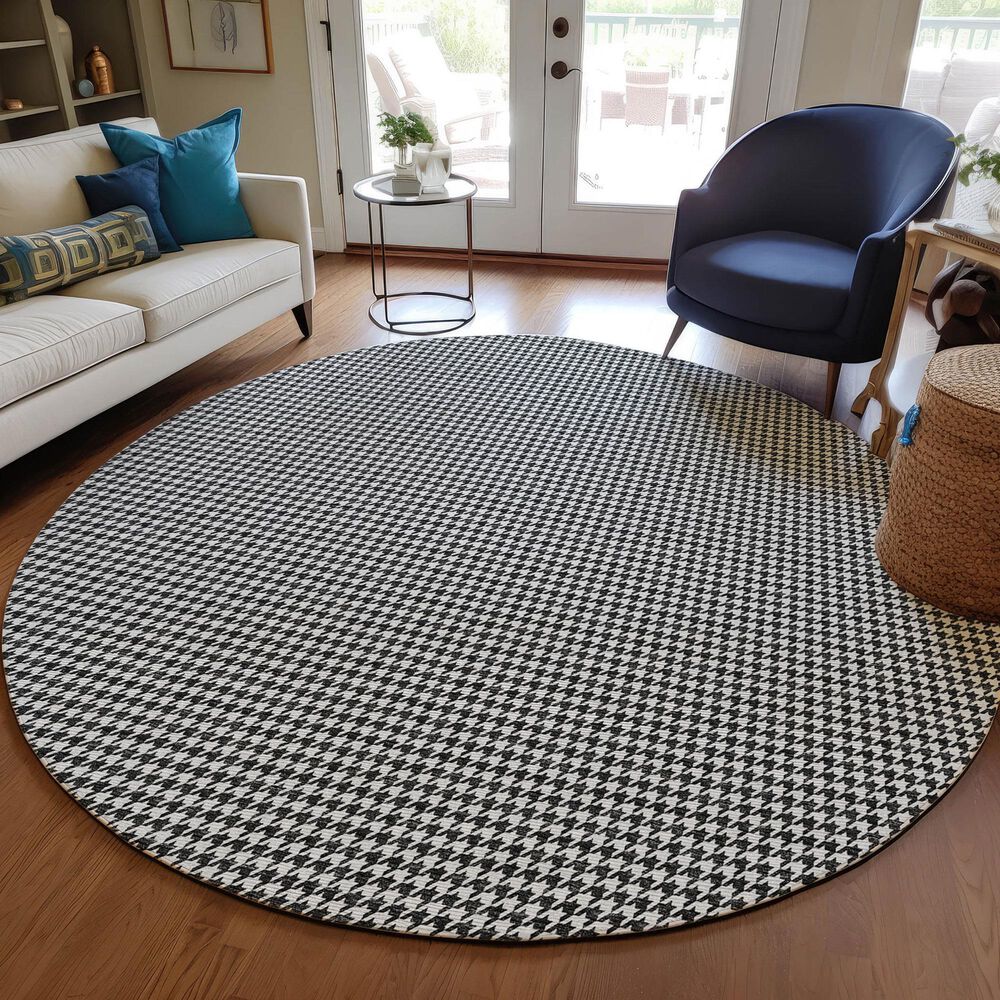 Dalyn Rug Company Hinton 8&#39; Round Black Indoor/Outdoor Area Rug, , large