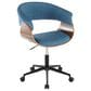 Lumisource Vintage Mod Office Chair with Blue Cushion in Walnut and Black, , large